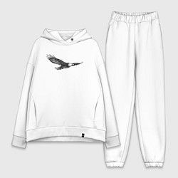 Женский костюм оверсайз Орёл летит, цвет: белый