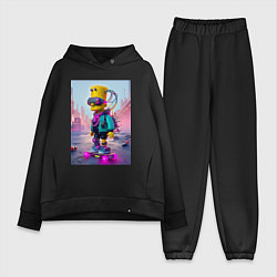 Женский костюм оверсайз Барт Симпсон на скейтборде - киберпанк, цвет: черный