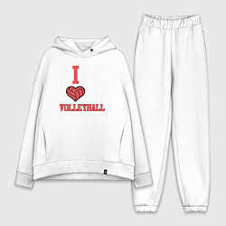 Женский костюм оверсайз Жить и любить волейбол, цвет: белый