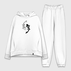 Женский костюм оверсайз Японские карпы Инь и Янь, цвет: белый