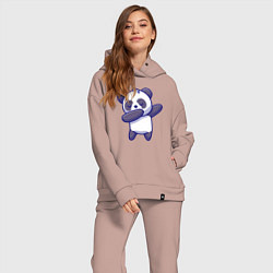 Женский костюм оверсайз Dabbing panda, цвет: пыльно-розовый — фото 2