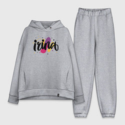 Женский костюм оверсайз Ирина текст на ярких пятнах