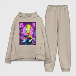 Женский костюм оверсайз Bart Simpson - cool gamer, цвет: миндальный