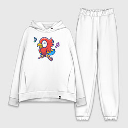 Женский костюм оверсайз Музыкальный попугайчик, цвет: белый