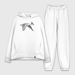 Женский костюм оверсайз Гусь летит на юг, цвет: белый