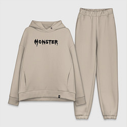 Женский костюм оверсайз Monster black, цвет: миндальный