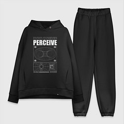 Женский костюм оверсайз Perceive streetwear, цвет: черный