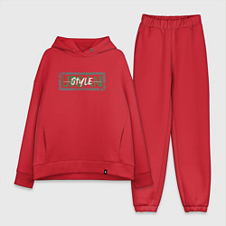 Женский костюм оверсайз Urban style типографика, цвет: красный