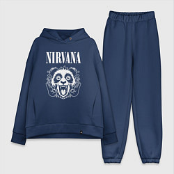 Женский костюм оверсайз Nirvana rock panda, цвет: тёмно-синий