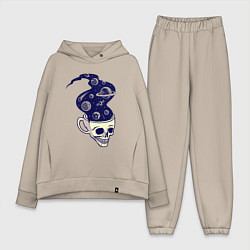 Женский костюм оверсайз Dead drink space skull, цвет: миндальный