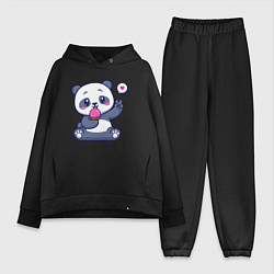 Женский костюм оверсайз Ice cream panda, цвет: черный