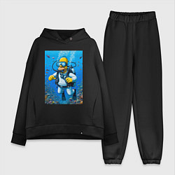 Женский костюм оверсайз Homer diving - ai art, цвет: черный