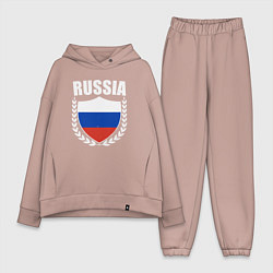 Женский костюм оверсайз Russian flag, цвет: пыльно-розовый