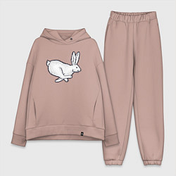 Женский костюм оверсайз Бегущий кролик, цвет: пыльно-розовый