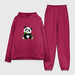 Женский костюм оверсайз Красивый медведь панда, цвет: маджента