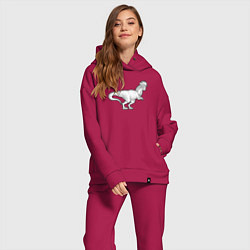 Женский костюм оверсайз Петух динозавр, цвет: маджента — фото 2