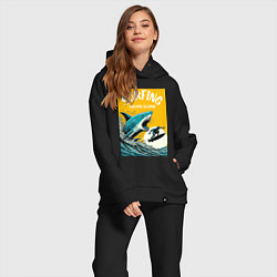 Женский костюм оверсайз Акула и серфер - нейросеть, цвет: черный — фото 2