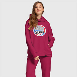 Женский костюм оверсайз Сеул - Южная Корея, цвет: маджента — фото 2