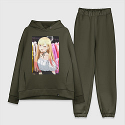 Женский костюм оверсайз Эта фарфоровая кукла влюбилась, цвет: хаки