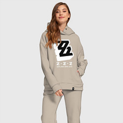 Женский костюм оверсайз Zenless zone zero лого, цвет: миндальный — фото 2