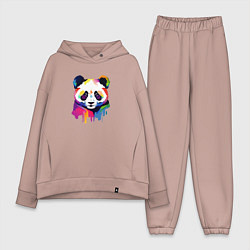 Женский костюм оверсайз Яркий портрет панды, цвет: пыльно-розовый