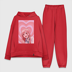 Женский костюм оверсайз Марин Китагава: Сердца, цвет: красный