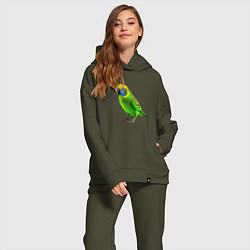 Женский костюм оверсайз Зеленый попугай, цвет: хаки — фото 2