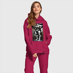 Женский костюм оверсайз Ленин киборг - нейросеть, цвет: маджента — фото 2