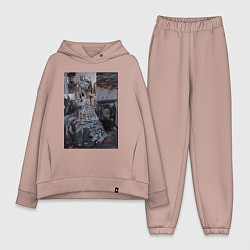 Женский костюм оверсайз Художественный творческий беспорядок, цвет: пыльно-розовый