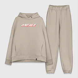 Женский костюм оверсайз Ateez logo, цвет: миндальный