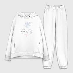 Женский костюм оверсайз BTS love myself, цвет: белый