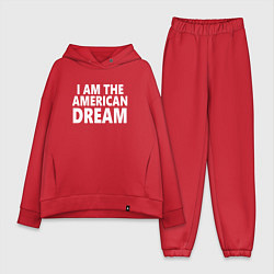 Женский костюм оверсайз Надпись на английском: я американская мечта, цвет: красный