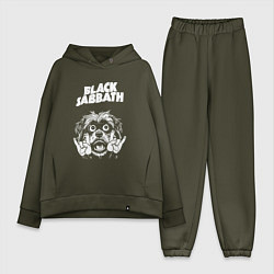 Женский костюм оверсайз Black Sabbath rock dog, цвет: хаки