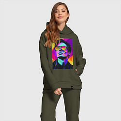 Женский костюм оверсайз Портрет Дурова pop art, цвет: хаки — фото 2