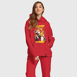 Женский костюм оверсайз Клинок рассекающий демонов комбо Ренгоку, цвет: красный — фото 2