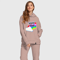 Женский костюм оверсайз Rainbow Vibes, цвет: пыльно-розовый — фото 2