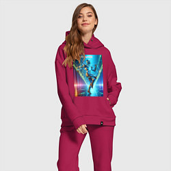 Женский костюм оверсайз Cool cyber dancer - neon glow, цвет: маджента — фото 2