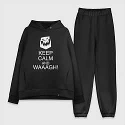 Женский костюм оверсайз Warhammer keep calm and waaagh, цвет: черный