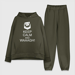 Женский костюм оверсайз Warhammer keep calm and waaagh, цвет: хаки