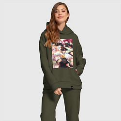 Женский костюм оверсайз Дандадан: Момо Аясэ, цвет: хаки — фото 2