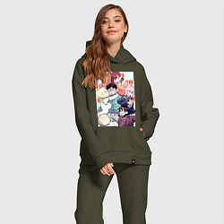 Женский костюм оверсайз Дандадан: Момо Аясэ, цвет: хаки — фото 2