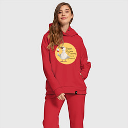 Женский костюм оверсайз Гусь с бокалом, цвет: красный — фото 2