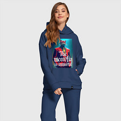 Женский костюм оверсайз Мяуфия бессмертна - мем, цвет: тёмно-синий — фото 2