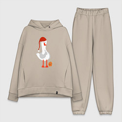 Женский костюм оверсайз Гусь с мандаринами, цвет: миндальный