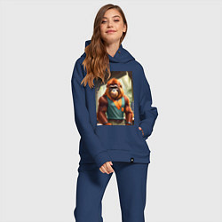 Женский костюм оверсайз Орангутанг хуманизация, цвет: тёмно-синий — фото 2