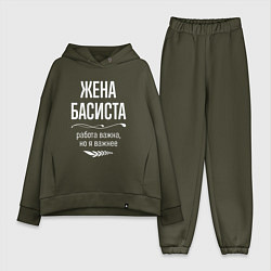 Женский костюм оверсайз Жена басиста важна, цвет: хаки