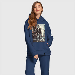 Женский костюм оверсайз Dude bull terrier is a New Yorker, цвет: тёмно-синий — фото 2