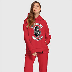 Женский костюм оверсайз Sons of anarchy - logo, цвет: красный — фото 2