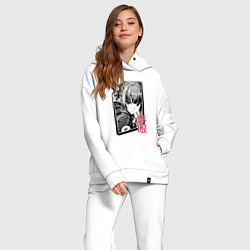 Женский костюм оверсайз Девушка с багровыми глазами, цвет: белый — фото 2