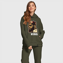 Женский костюм оверсайз Король Леброн Джеймс, цвет: хаки — фото 2